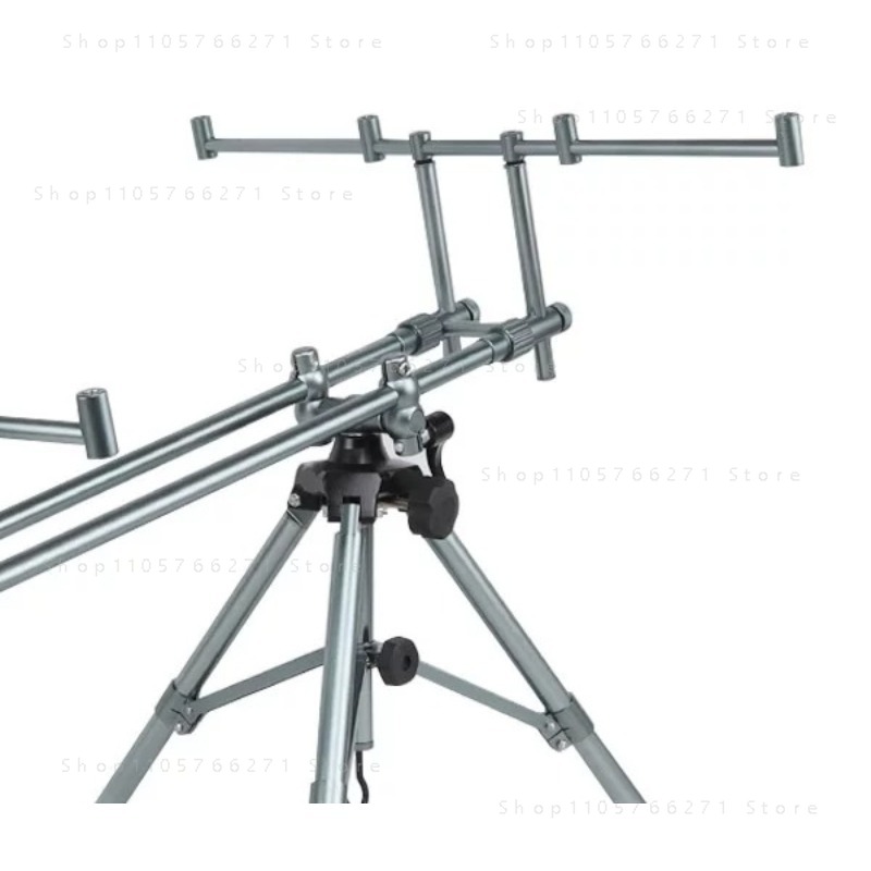Fishing Rod Rack - ขาตั้งคันเบ็ดตกปลา อุปกรณ์ตกปลา ขาตั้งสามขาอะลูมิเนียมอัลลอย ปรับระดับสูงต่ำได้ พร้อมปุ่มหมุนปรับระดับพื้น