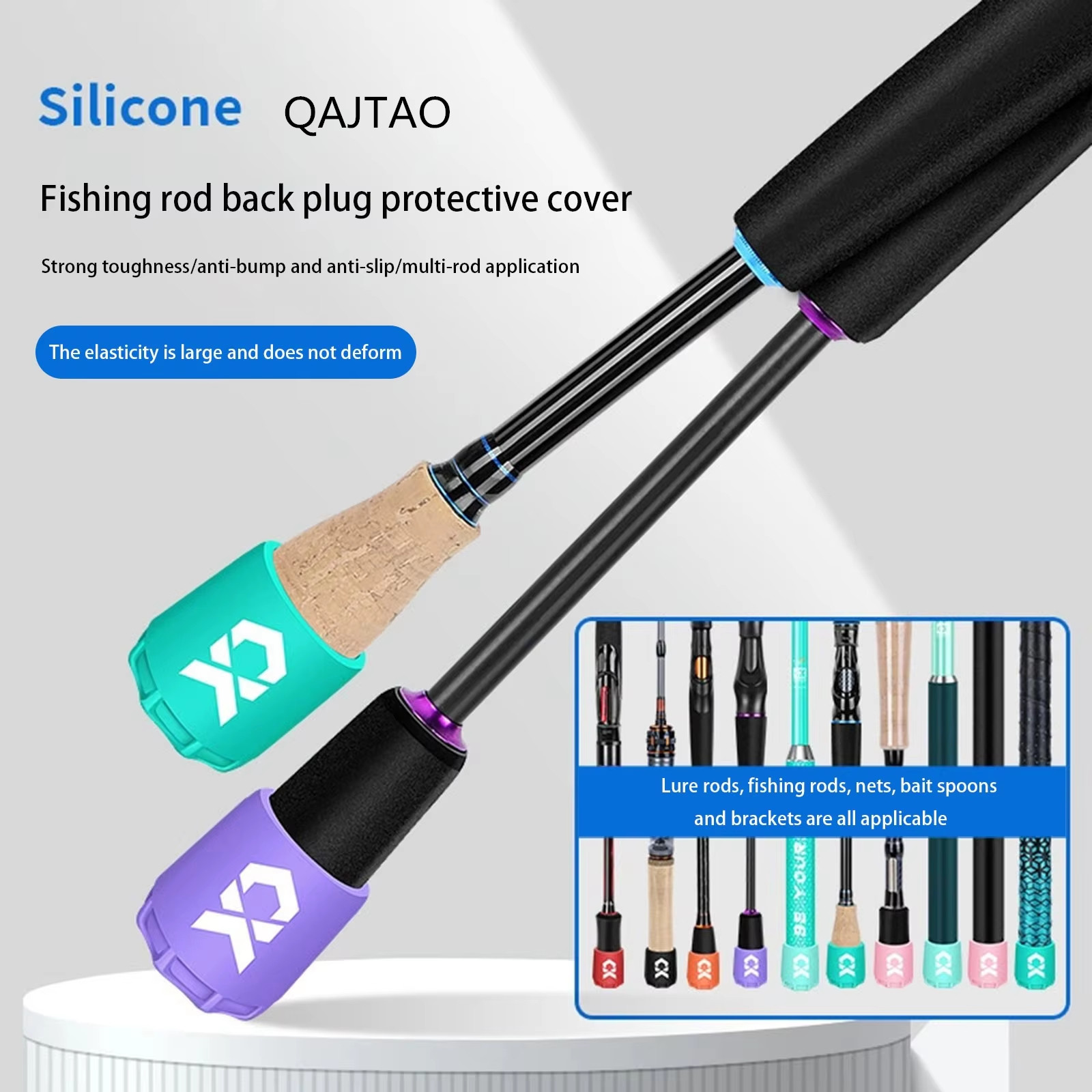 Fishing Rod Case - ปลอกป้องกันปลายคันเบ็ดซิลิโคน น้ำหนักเบา ทนทาน ปลอกป้องกันปลายคันเบ็ด ปลอกป้องกันด้ามจับแบบยืดหยุ่น ปลอกป้องกันคันเบ็ดตกปลาคาร์พ