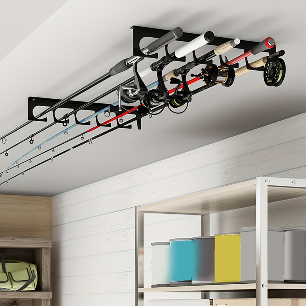Fishing Rod Rack - ที่แขวนคันเบ็ดแบบติดผนัง/เพดาน รุ่น B48B ทำจากโลหะ - ชุด