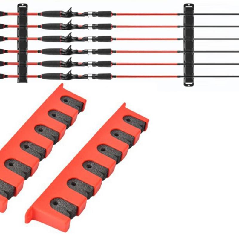 Fishing Rod Rack - ที่แขวนคันเบ็ดตกปลาแบบติดผนัง 1 ชิ้น พร้อมขาตั้งโชว์แนวตั้ง