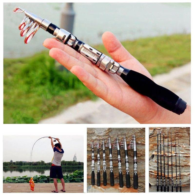 Fishing Rod Travel - คันเบ็ดตกปลาแบบปรับได้ 1 เมตร คันเบ็ดไฟเบอร์กลาสเสริมแรง ใช้งานได้จริง พกพาสะดวกสำหรับกิจกรรมกลางแจ้ง