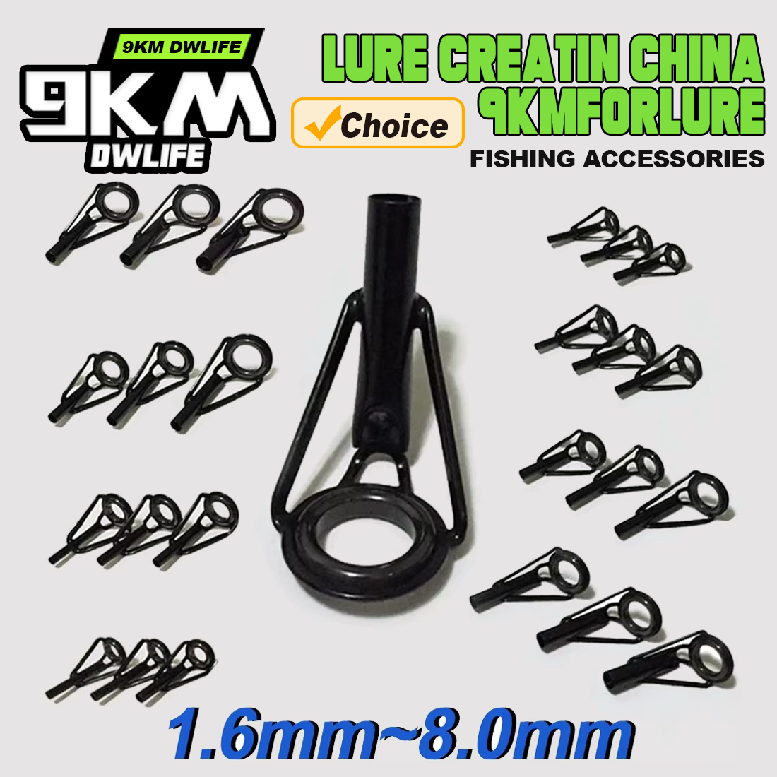 Fishing Rod Tip Replacement - 5 ชิ้นตกปลา Rod Tip Guides ชุดซ่อมกรอบสแตนเลสเซรามิคแหวนสีดํา