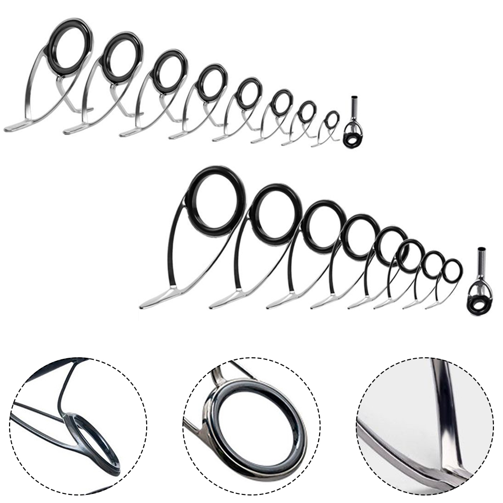 9ชิ้นชิ้นชิ้นชิ้นเบ็ดตกปลาไกด์ - Fishing Rod Tip Replacement บทวิจารณ์และราคา
