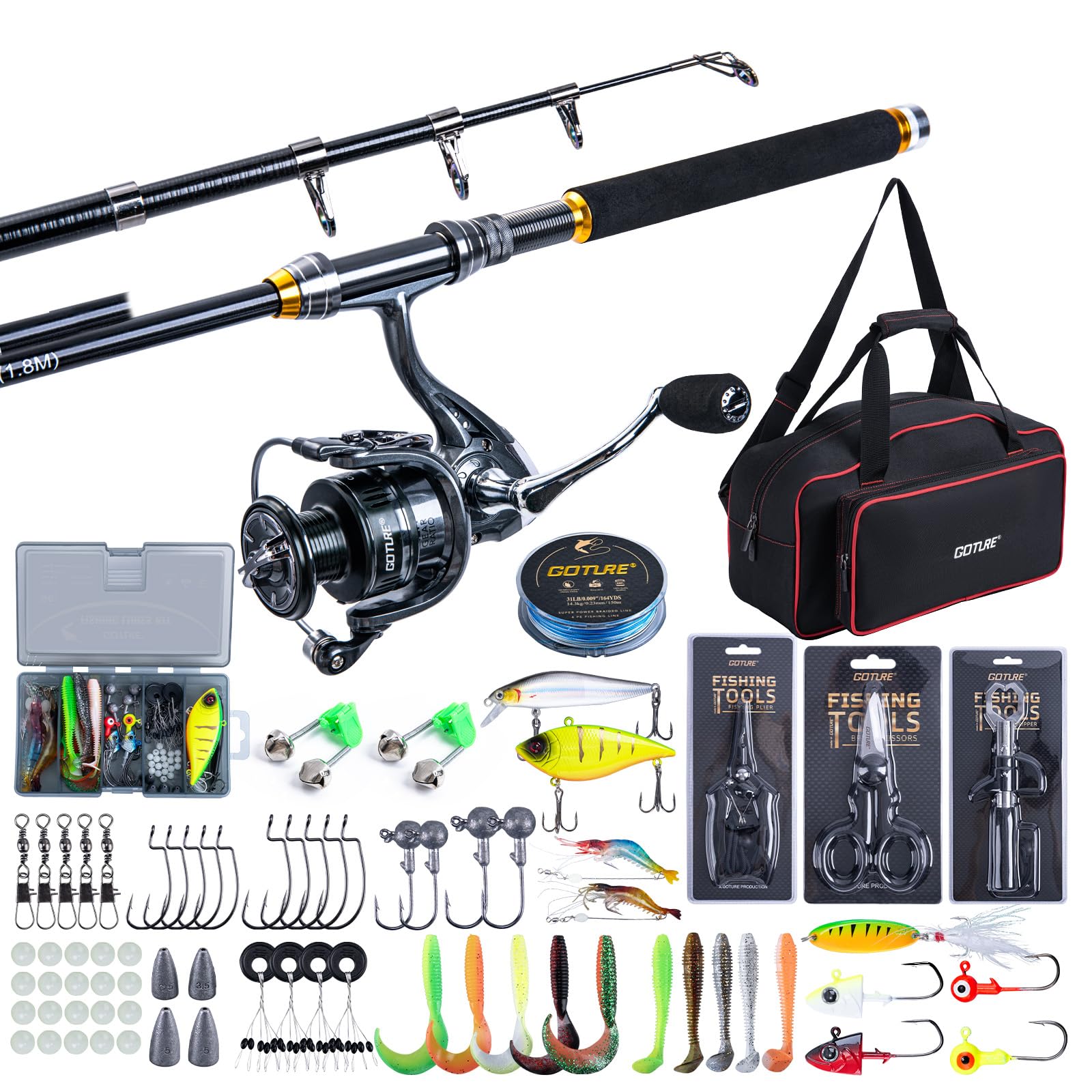 ชุดคันเบ็ดตกปลาแบบยืดหดได้ Got - Fishing Rod Spinning บทวิจารณ์และราคา