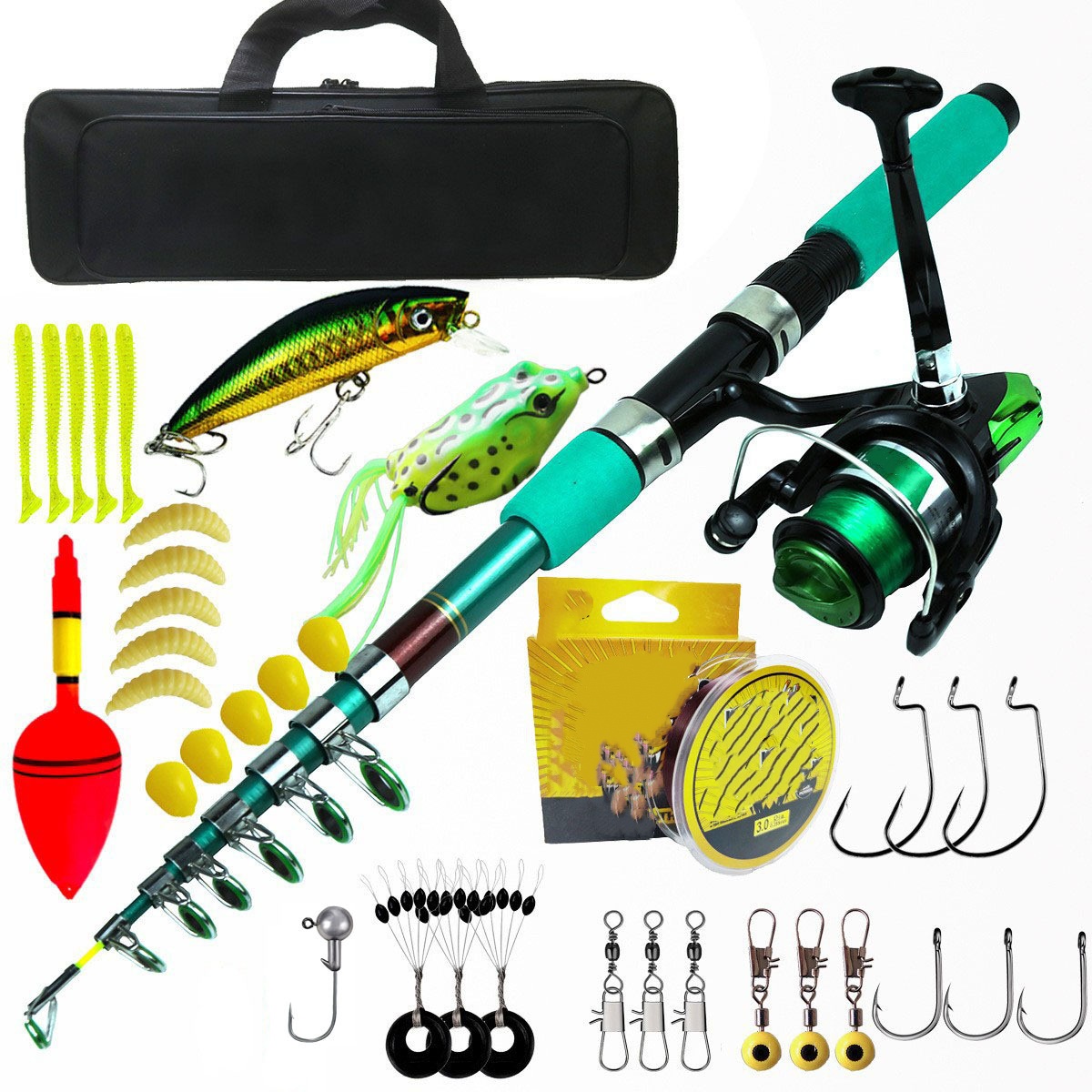 ชุดคันเบ็ดตกปลาแบบพกพา น้ำหนัก - Fishing Rod Spinning บทวิจารณ์และราคา